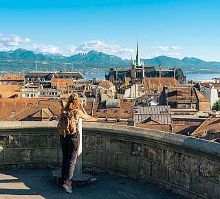 Ville de Lausanne : vue depuis l&#039;Esplanade de la Cathédrale